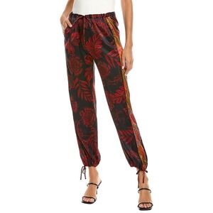 Johnny Was Pete & Greta $275 Noire Silk Blend Floral Print Jogger Pants Medium